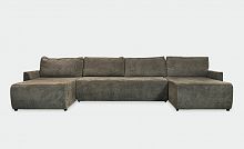 Угловой П-образный диван-кровать Марсель серый темный
